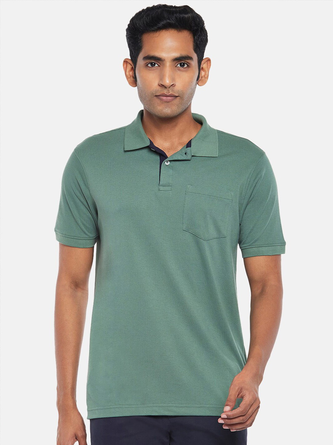 

BYFORD by Pantaloons Men Olive Green Polo Collar T-shirt