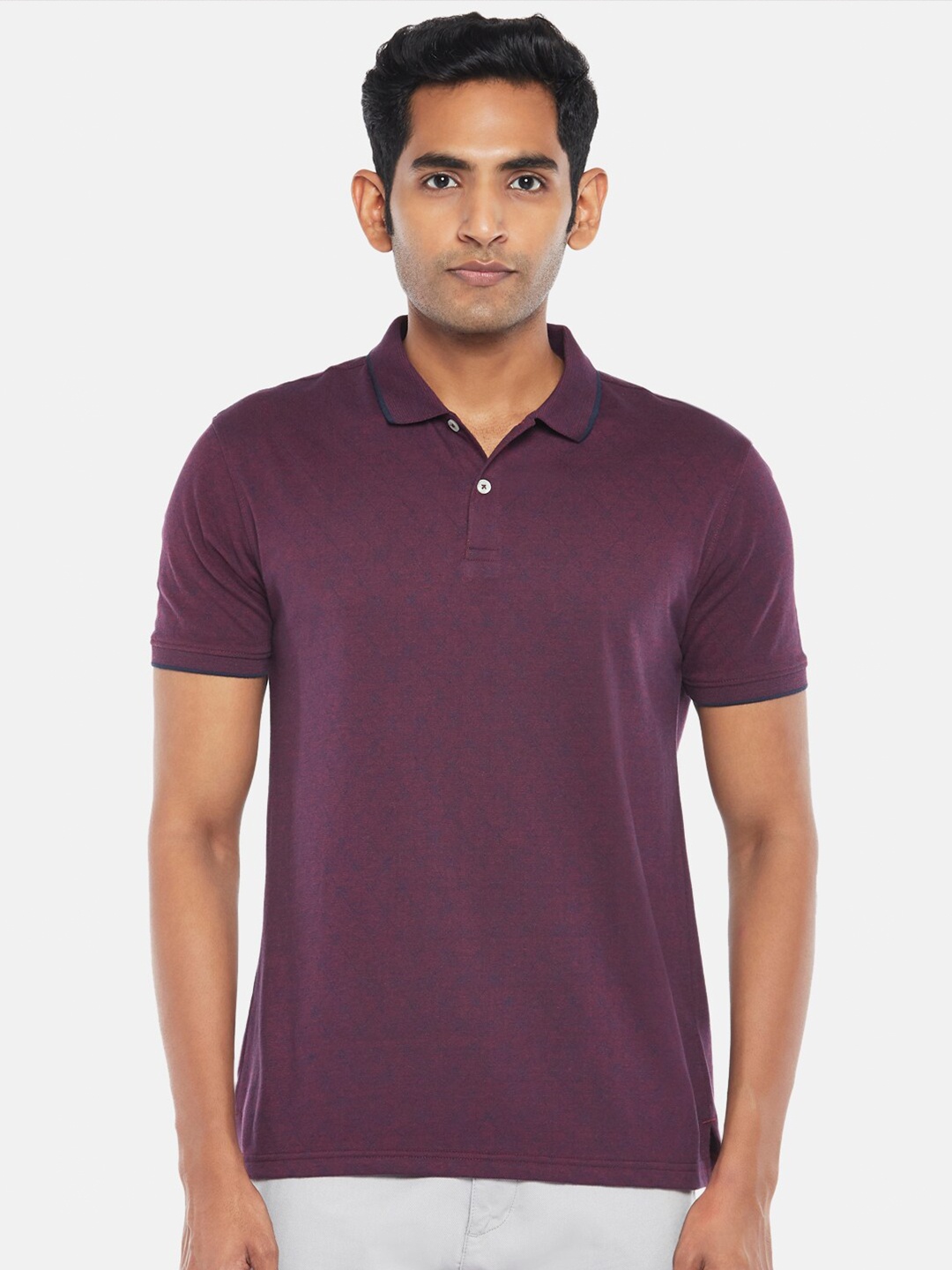 

BYFORD by Pantaloons Men Maroon Polo Collar Slim Fit T-shirt