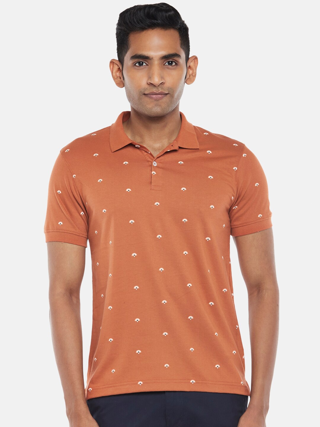 

BYFORD by Pantaloons Men Brown Polo Collar Slim Fit T-shirt