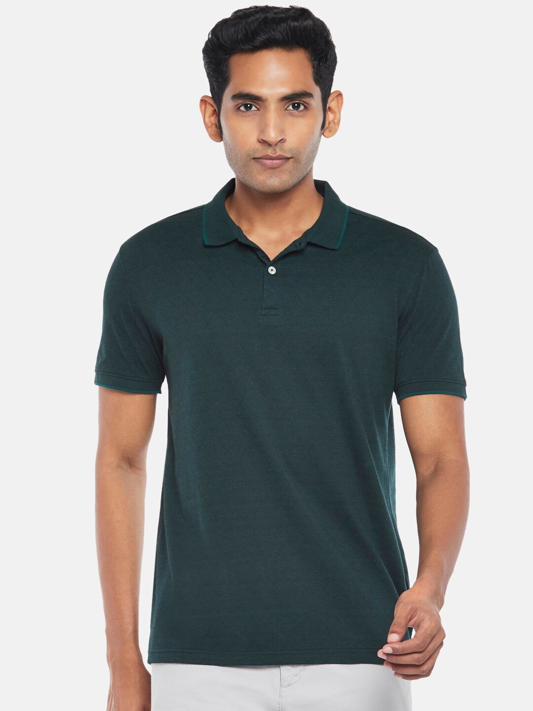 

BYFORD by Pantaloons Men Green Polo Collar Slim Fit T-shirt