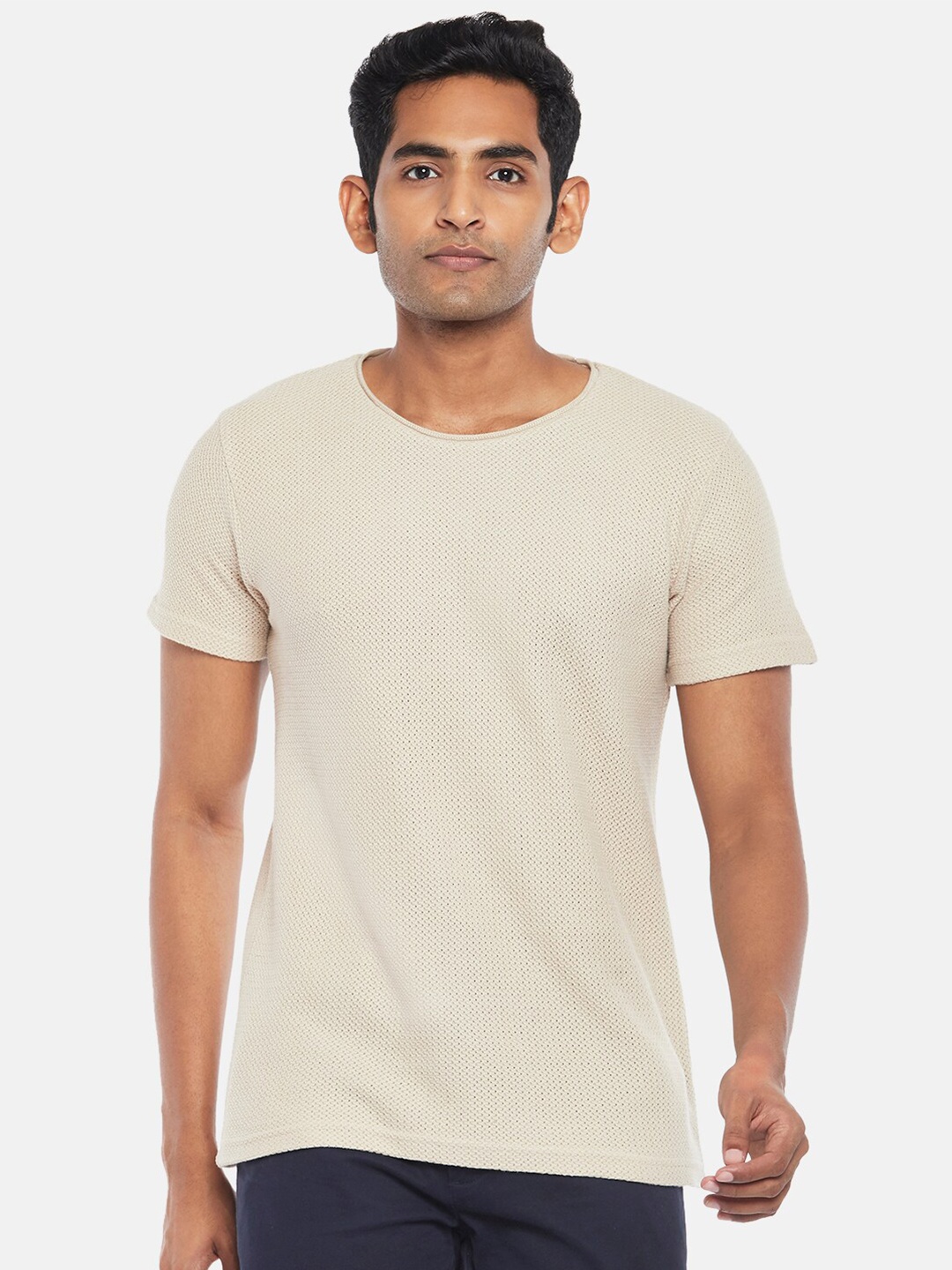 

BYFORD by Pantaloons Men Beige Slim Fit T-shirt