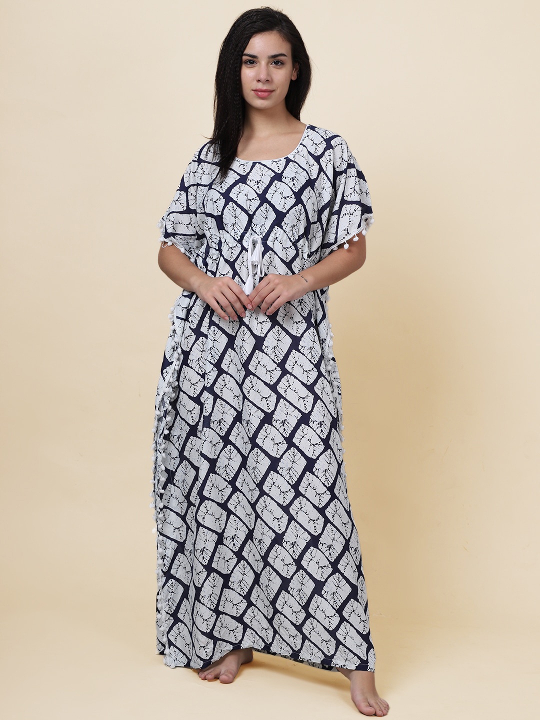 

Boston Club Women White Printed Maxi Nightdress