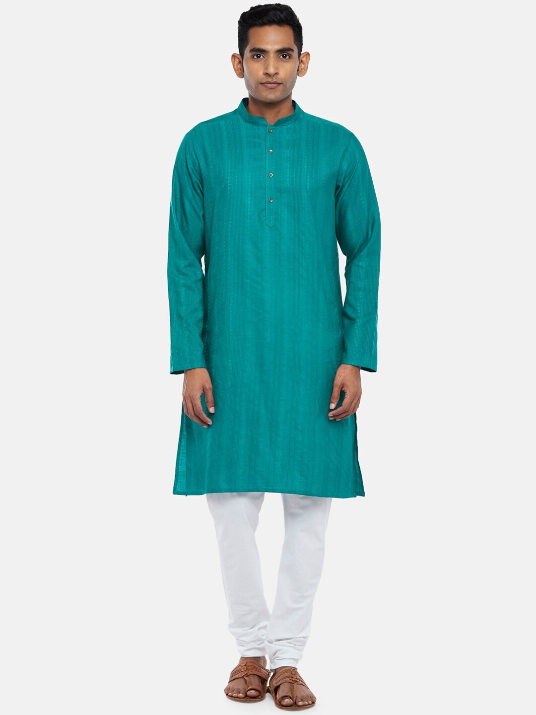 

indus route by Pantaloons Men Teal Kurta