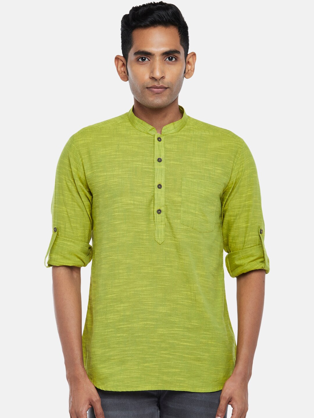 

indus route by Pantaloons Men Lime Green Kurta