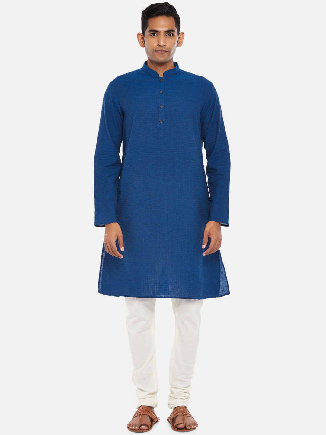 

indus route by Pantaloons Men Navy Blue Dobby Kurta