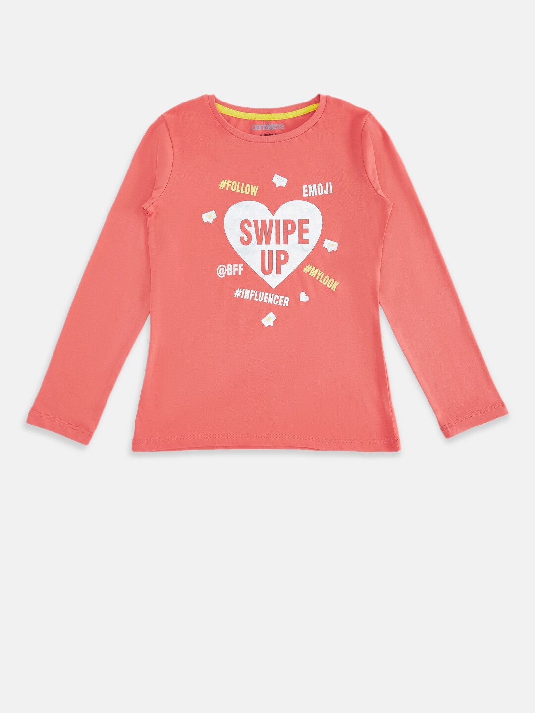 

Pantaloons Junior Girls Pink Typography Printed T-shirt