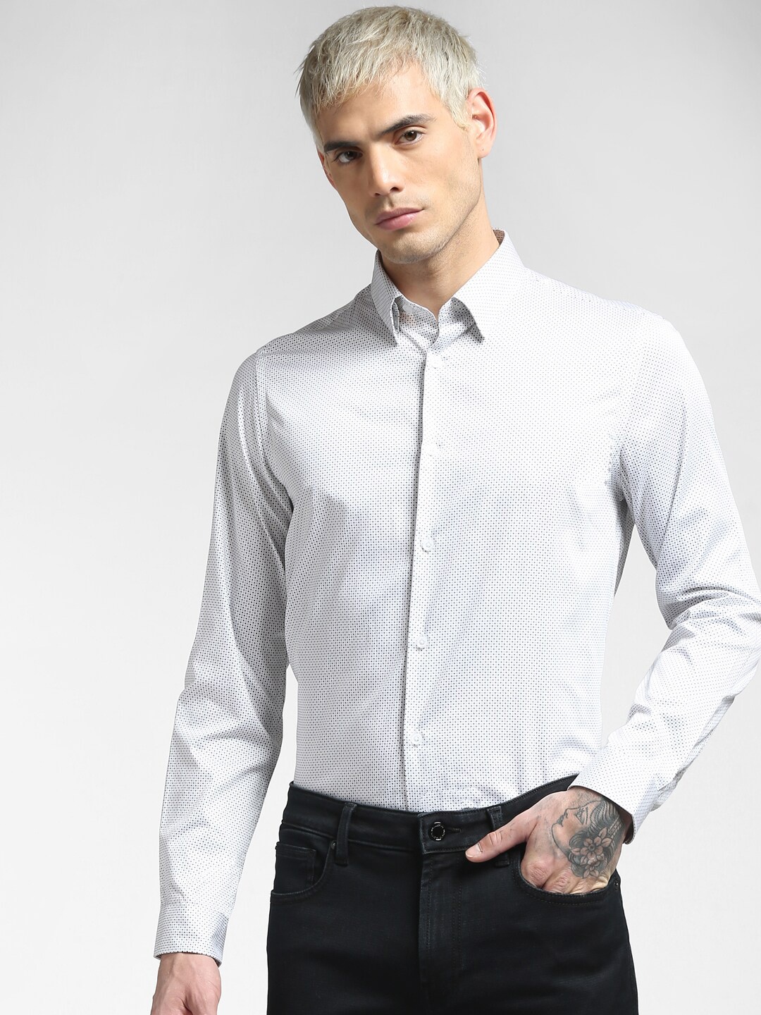

Jack & Jones Men White Printed Casual Shirt