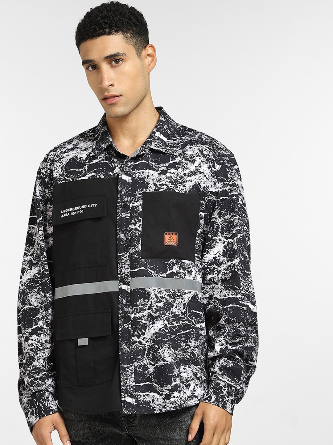 

Jack & Jones Men Black Printed Casual Shirt