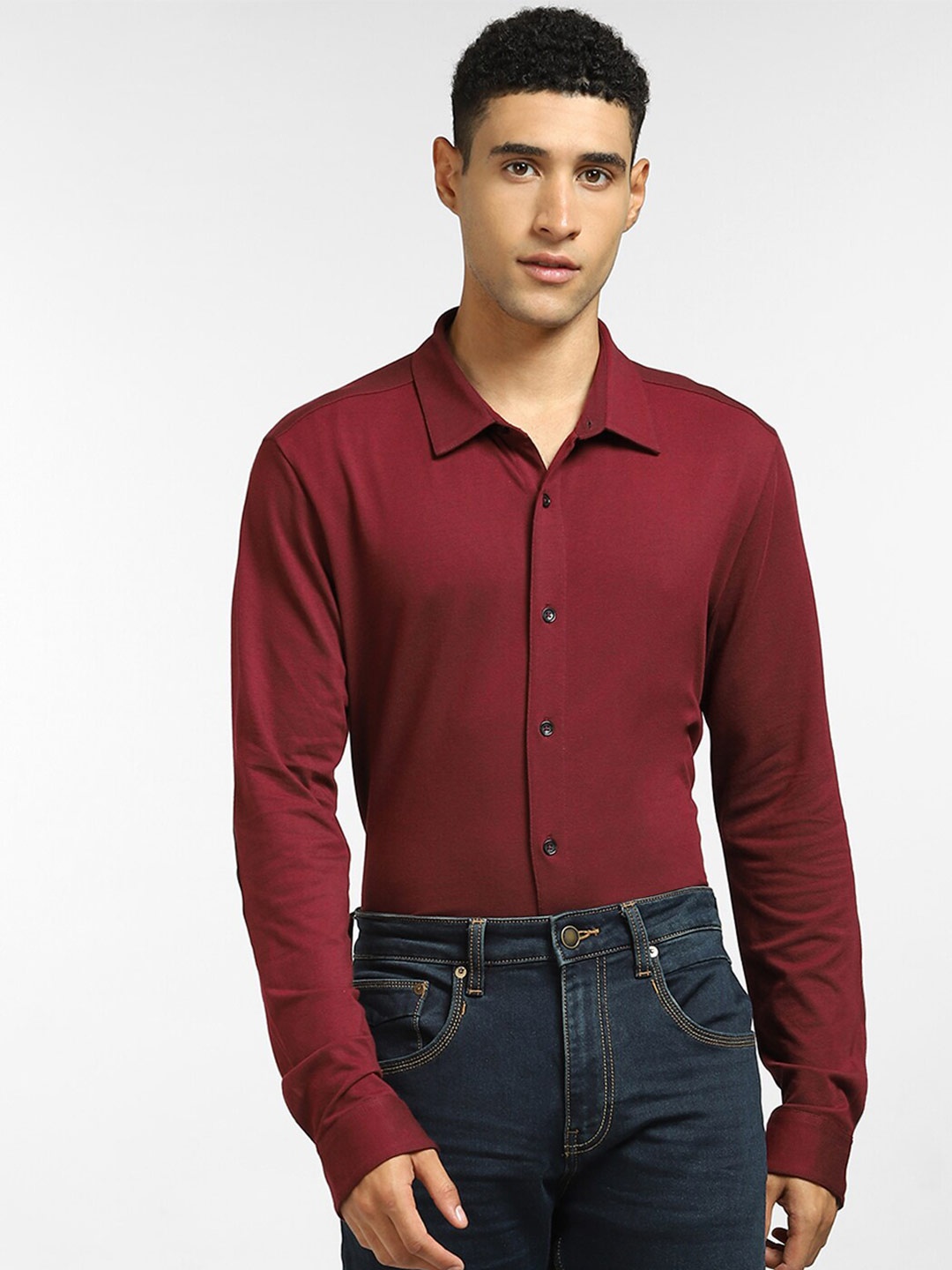 

Jack & Jones Men Maroon Casual Shirt
