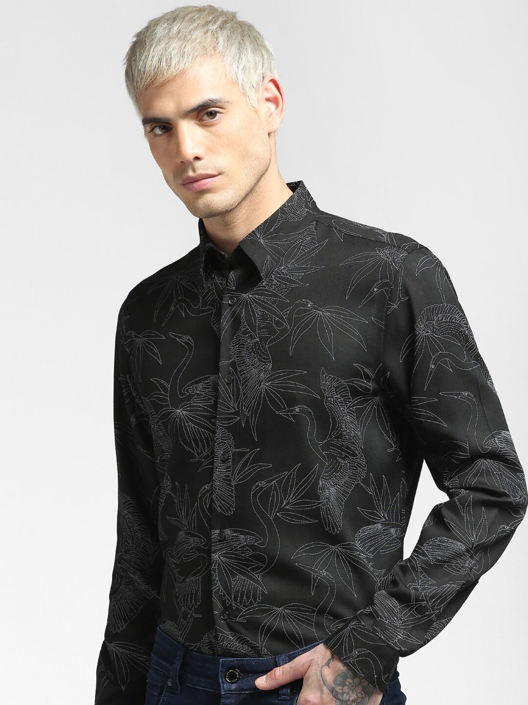 

Jack & Jones Men Black Animal Printed Casual Shirt