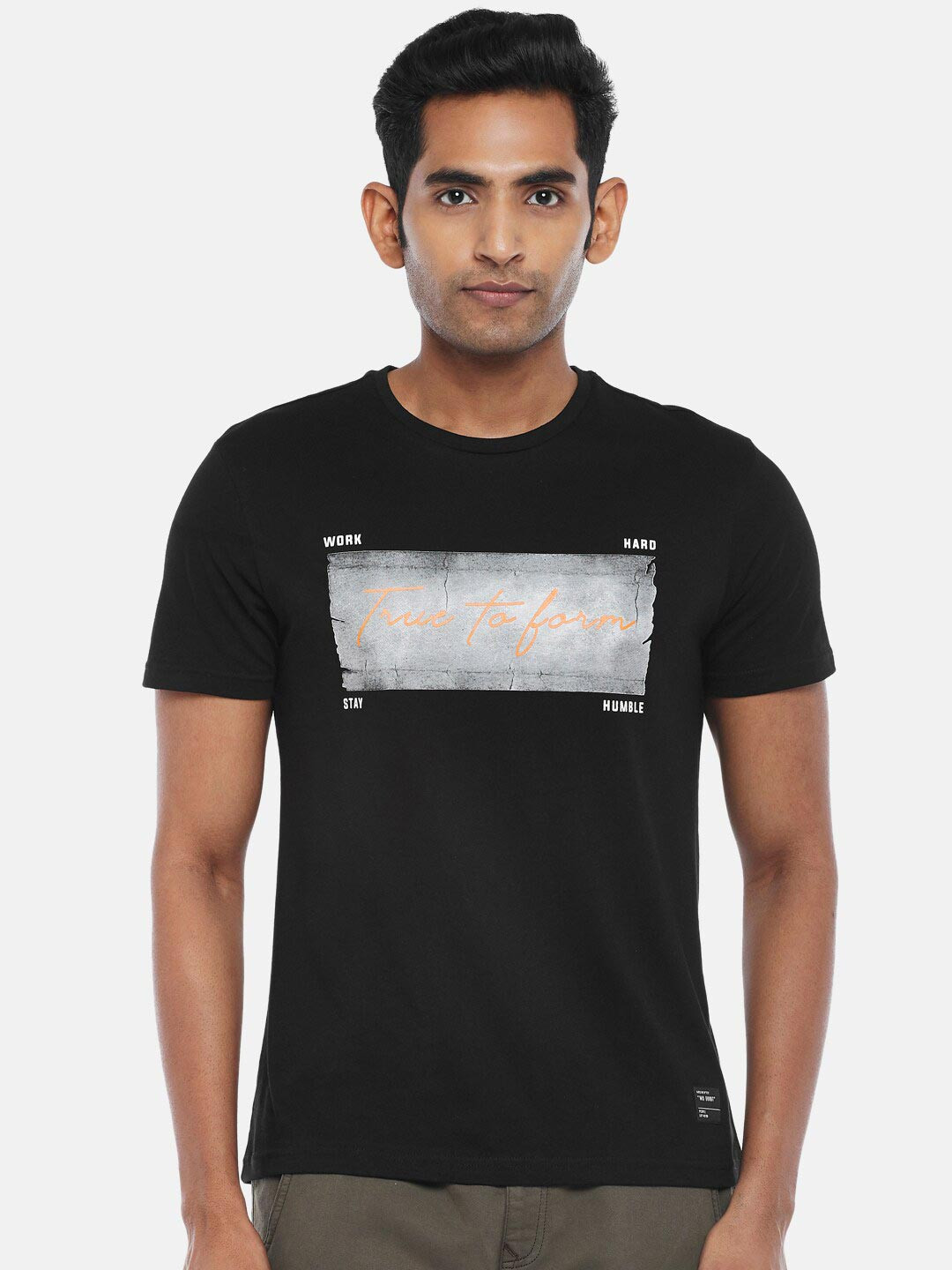 

People Men Black Printed Slim Fit T-shirt