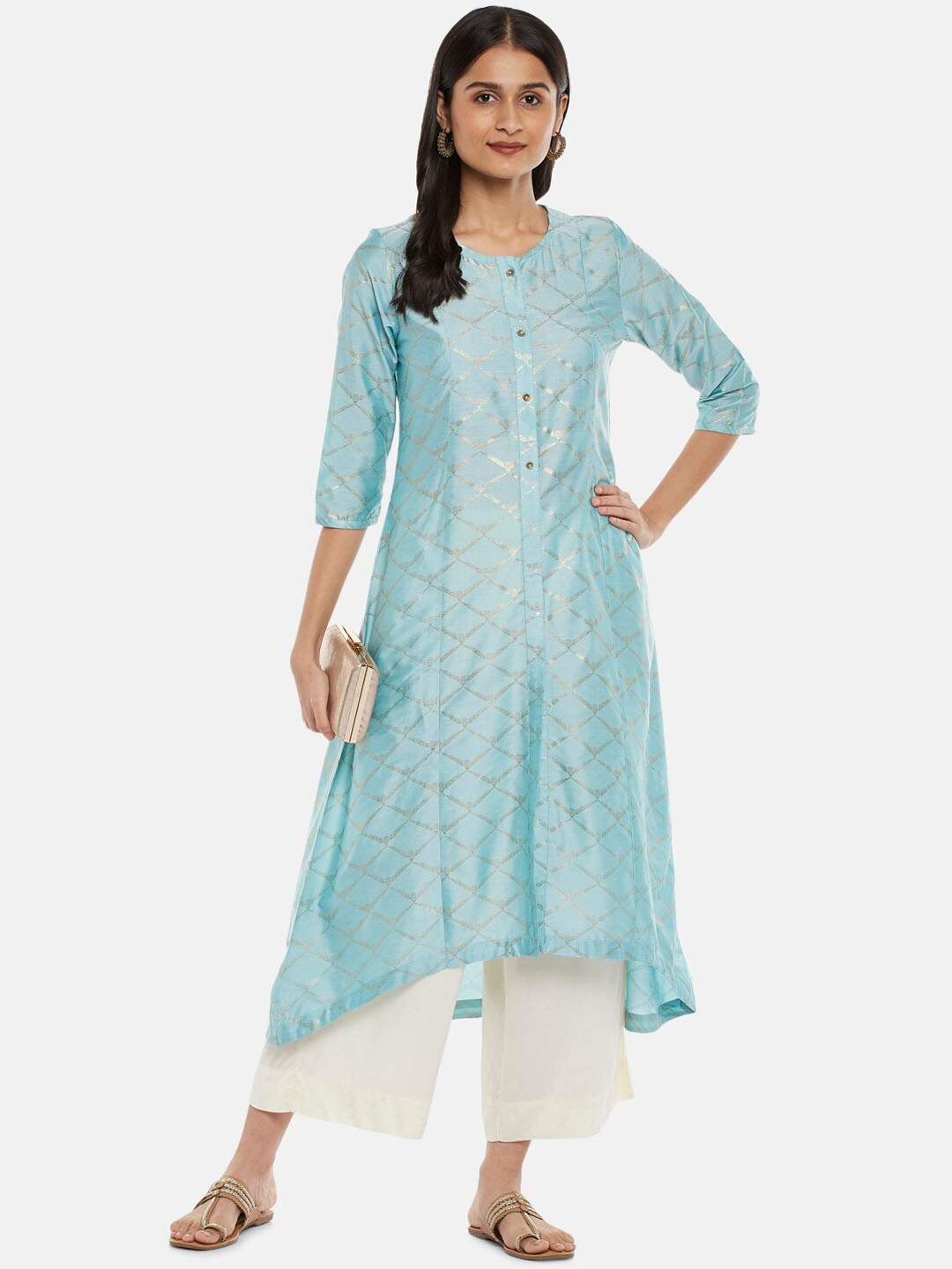 

RANGMANCH BY PANTALOONS Women Green Geometric Printed Kurta