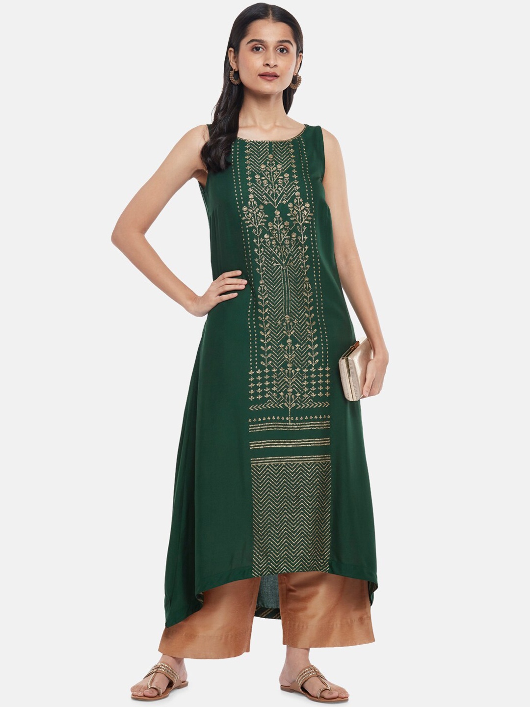 

RANGMANCH BY PANTALOONS Women Green Geometric Printed Kurta