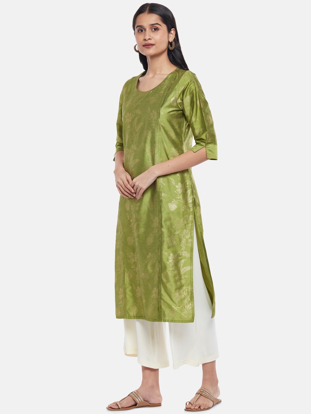 

RANGMANCH BY PANTALOONS Women Green Floral Printed Kurta