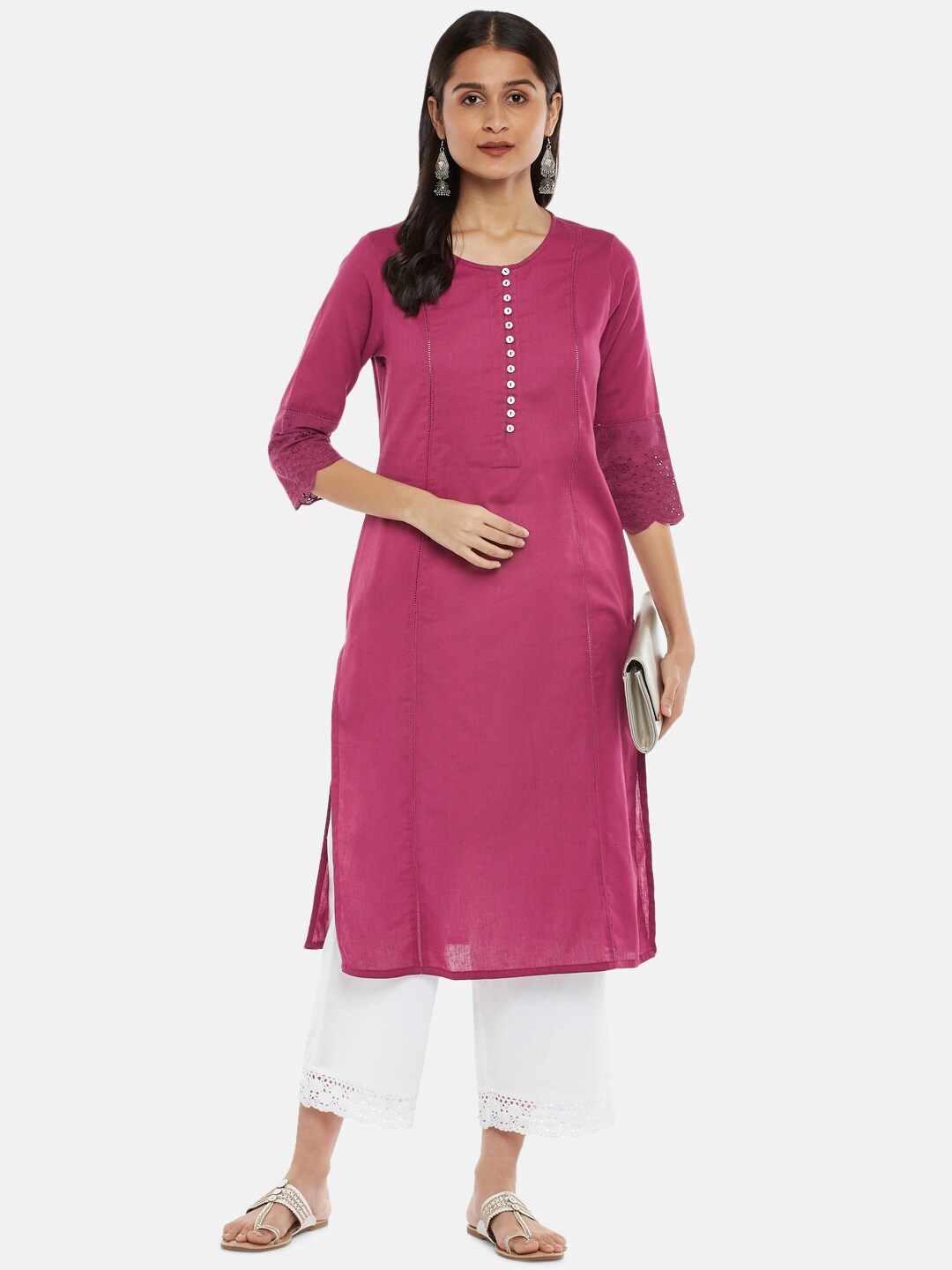 

RANGMANCH BY PANTALOONS Women Pink Solid Kurta