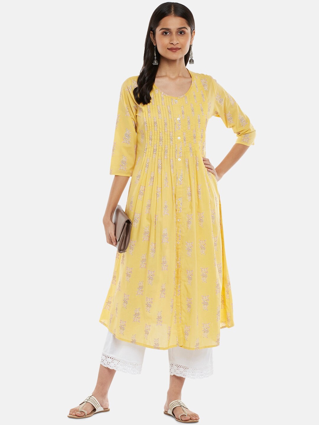 

RANGMANCH BY PANTALOONS Women Yellow Floral Printed Kurta