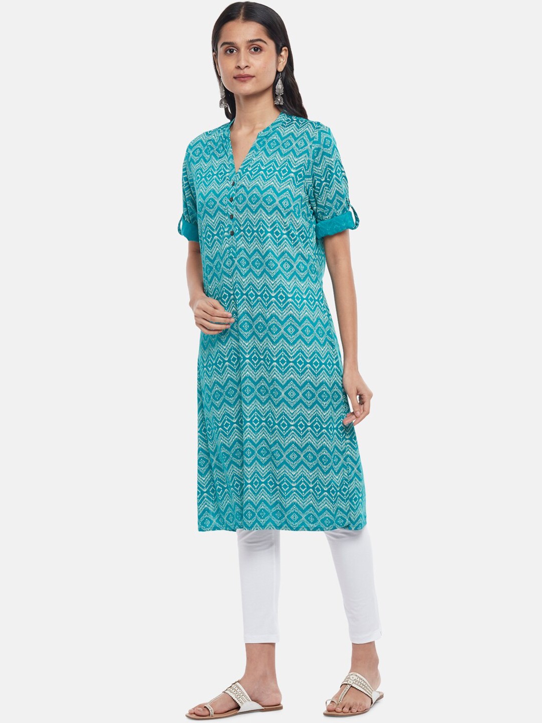

RANGMANCH BY PANTALOONS Women Blue Geometric Printed Kurta