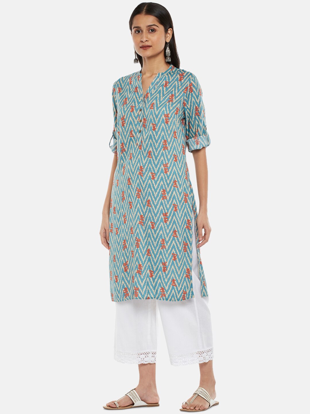 

RANGMANCH BY PANTALOONS Women Blue Floral Printed Kurta