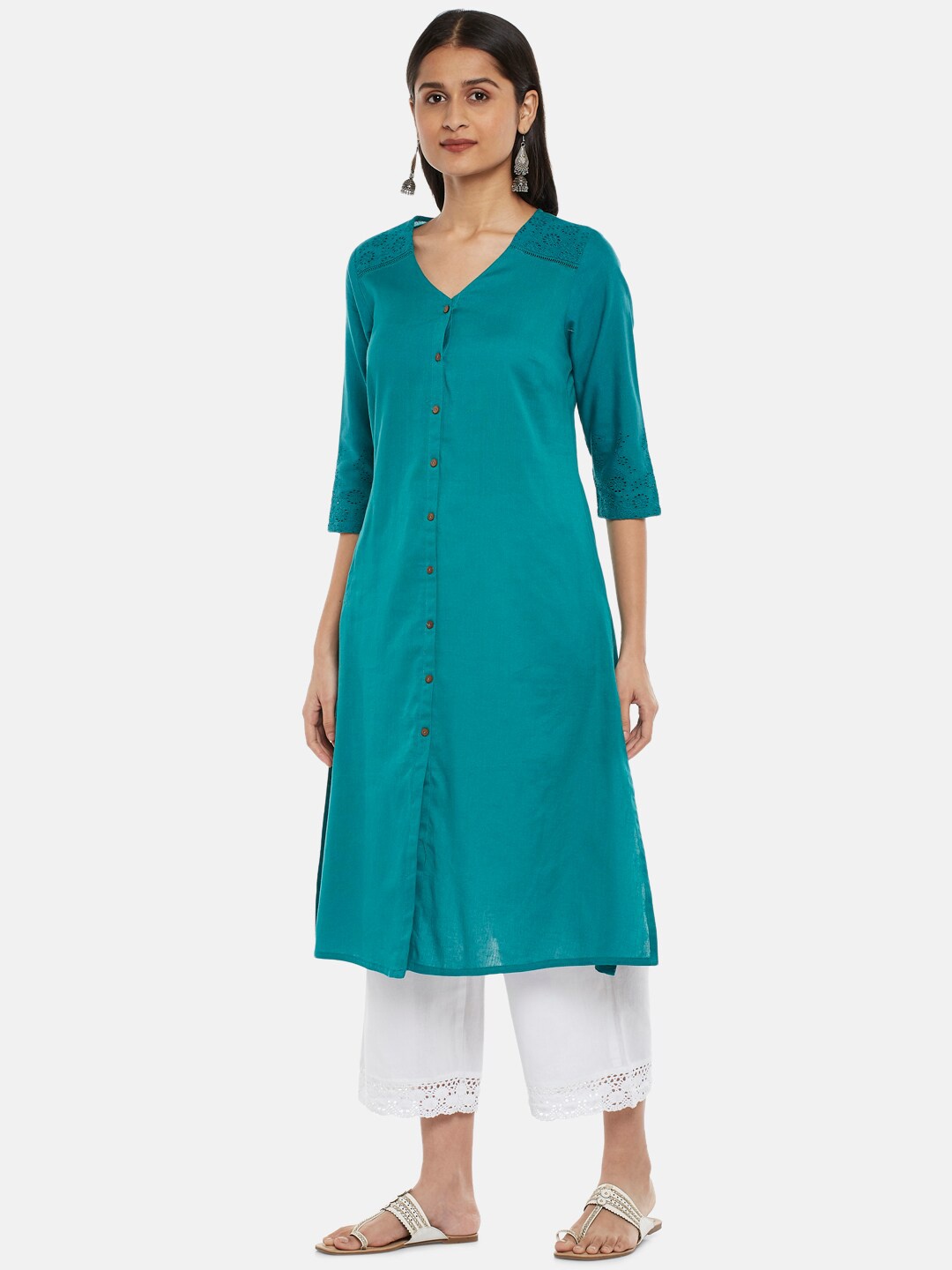 

RANGMANCH BY PANTALOONS Women Teal Kurta