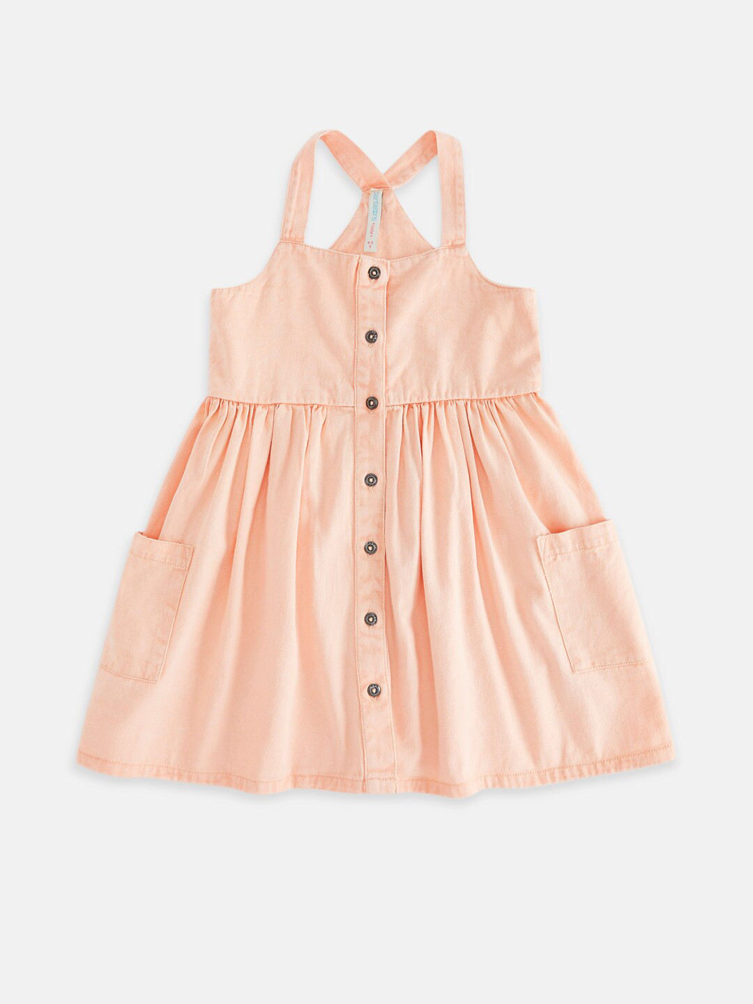 

Pantaloons Junior Peach-Coloured Solid A-Line Dress
