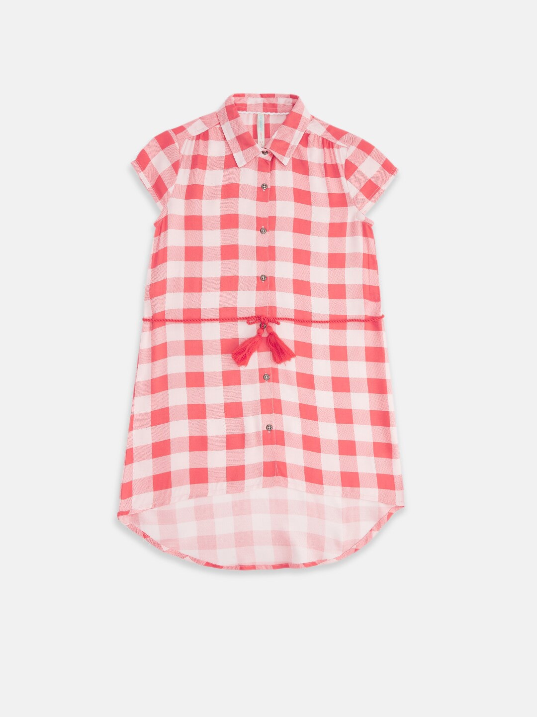 

Pantaloons Junior Red Checked Shirt Dress