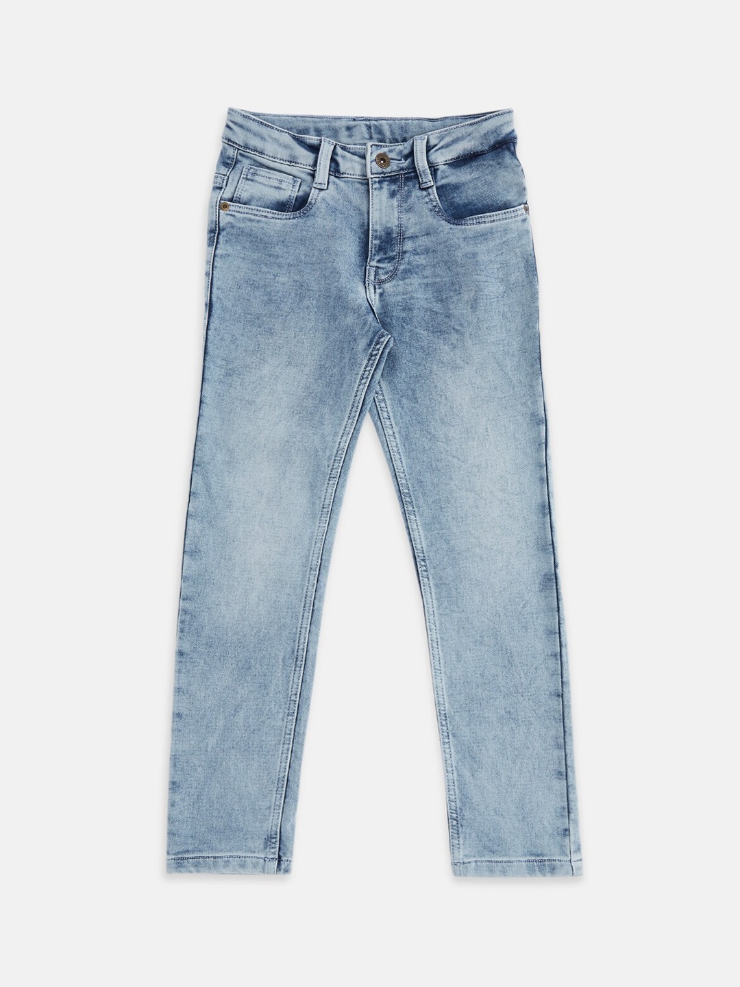 

Pantaloons Junior Boys Blue Tapered Fit Heavy Fade Jeans