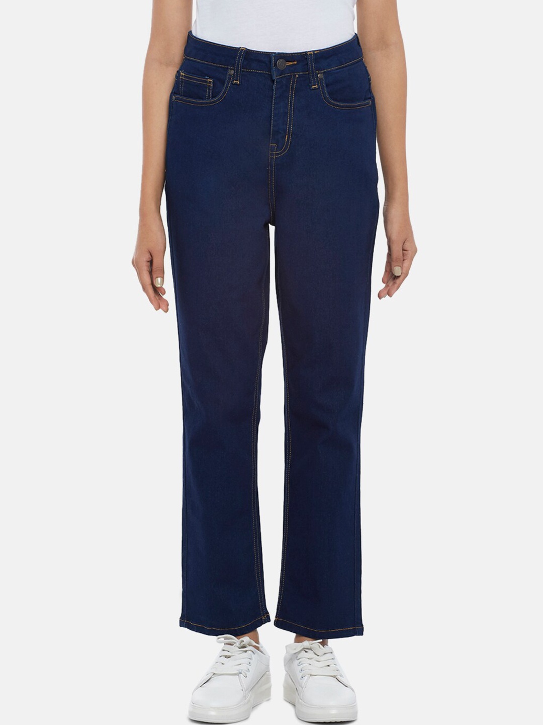 

People Women Navy Blue Straight Fit Jeans