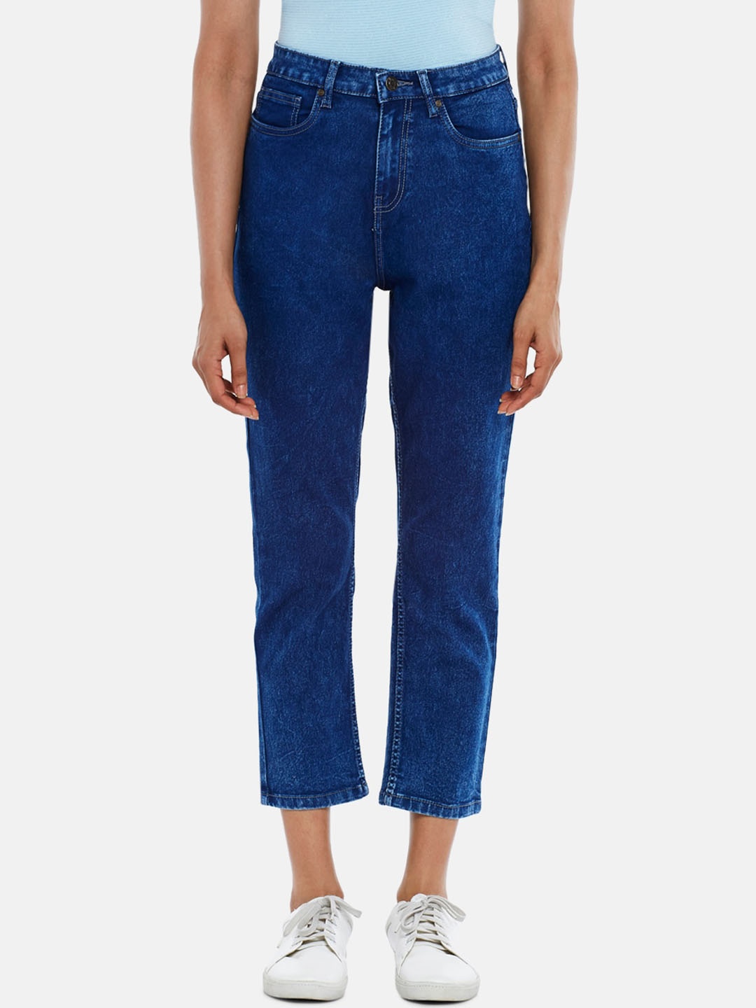 

People Women Navy Blue Mom Fit Jeans