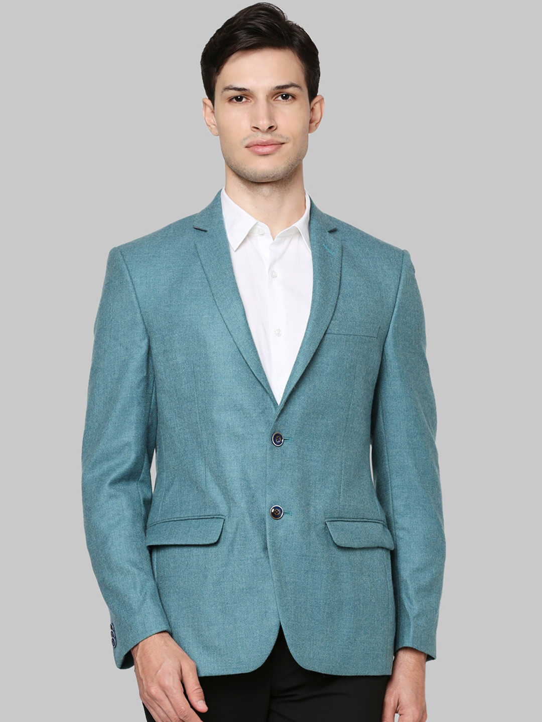 

Park Avenue Men Medium Blue Single-Breasted Regular-Fit Formal Blazer