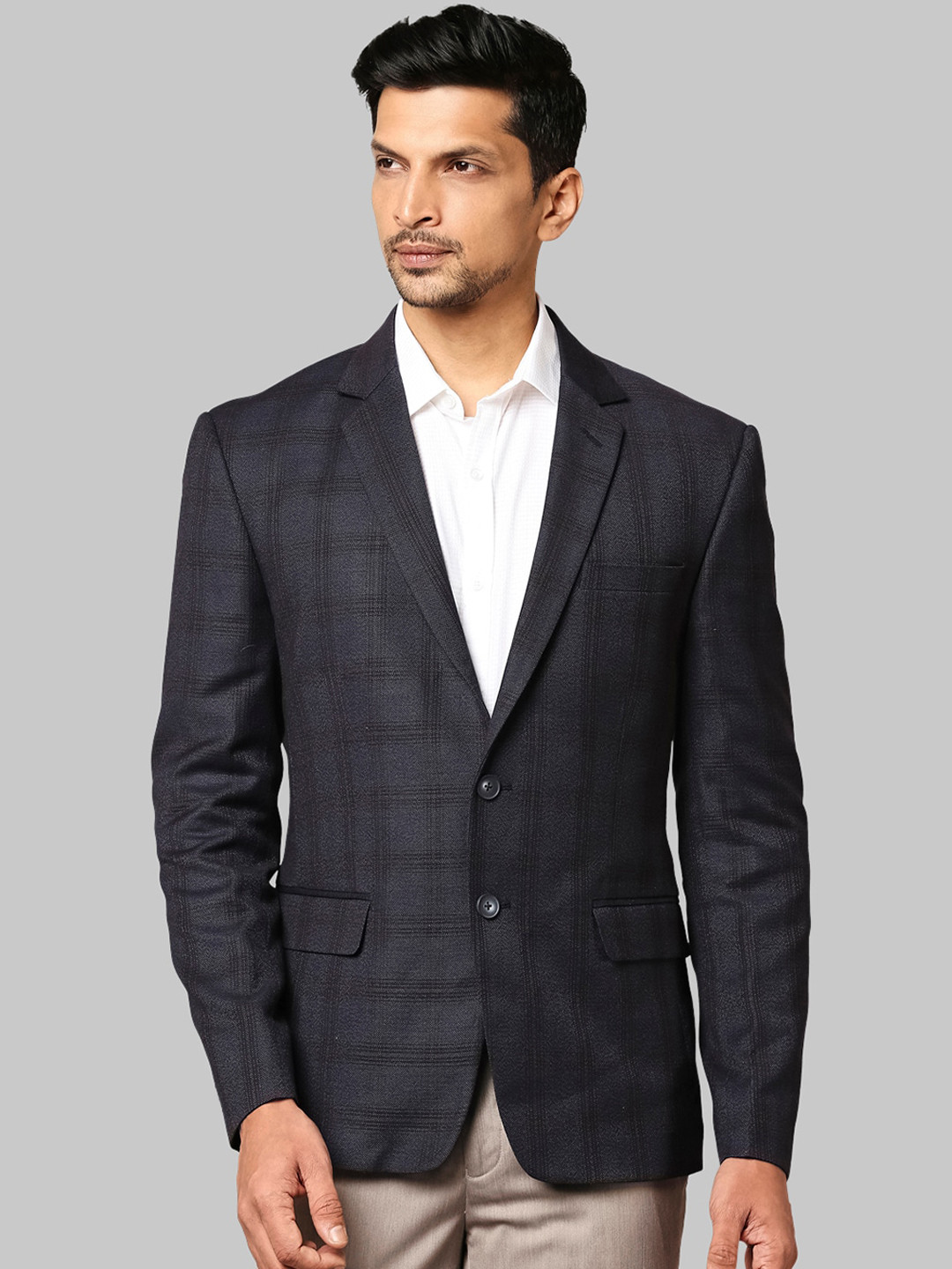 

Park Avenue Men's Blue Checked Single Breasted Formal Blazer