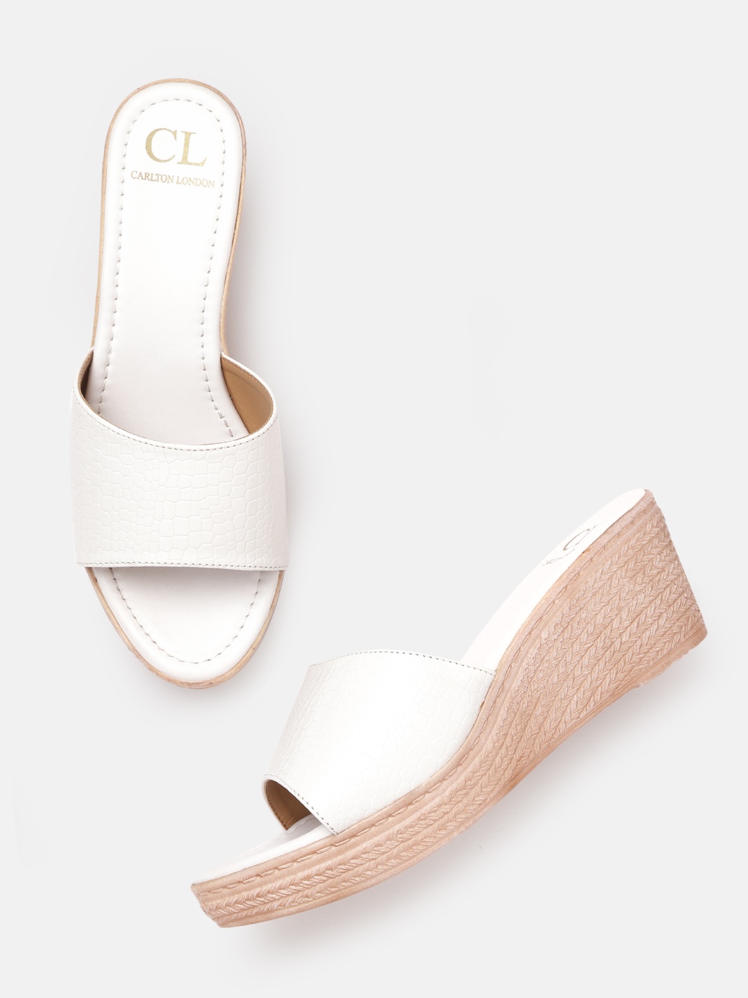 

Carlton London White Textured Wedges
