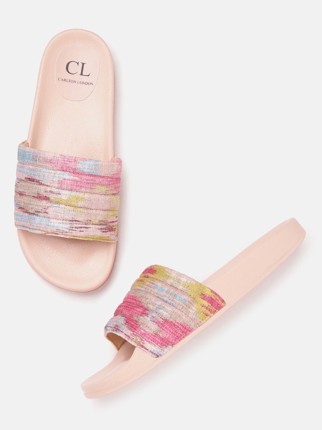 

Carlton London Women Pink & Yellow Printed Sliders