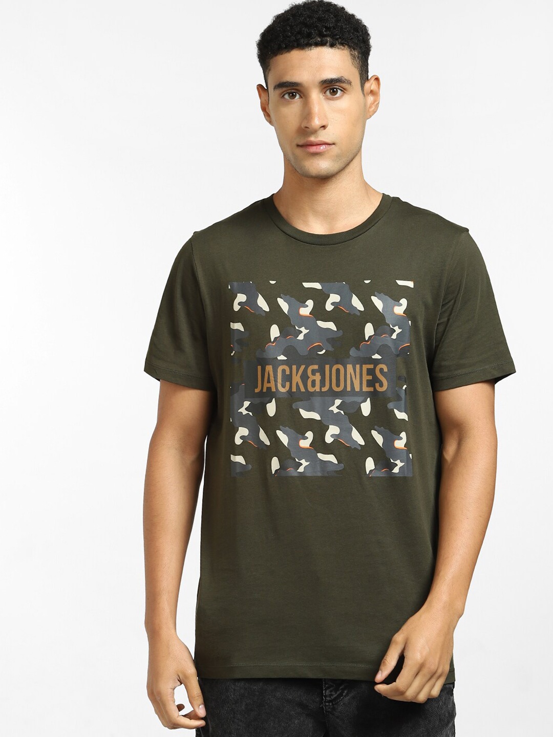 

Jack & Jones Men Green Typography Printed T-shirt