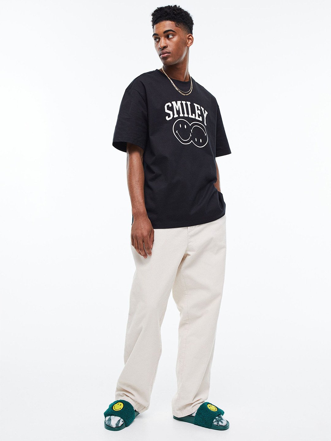 

H&M Men Black Printed Relaxed Fit Cotton T-shirt
