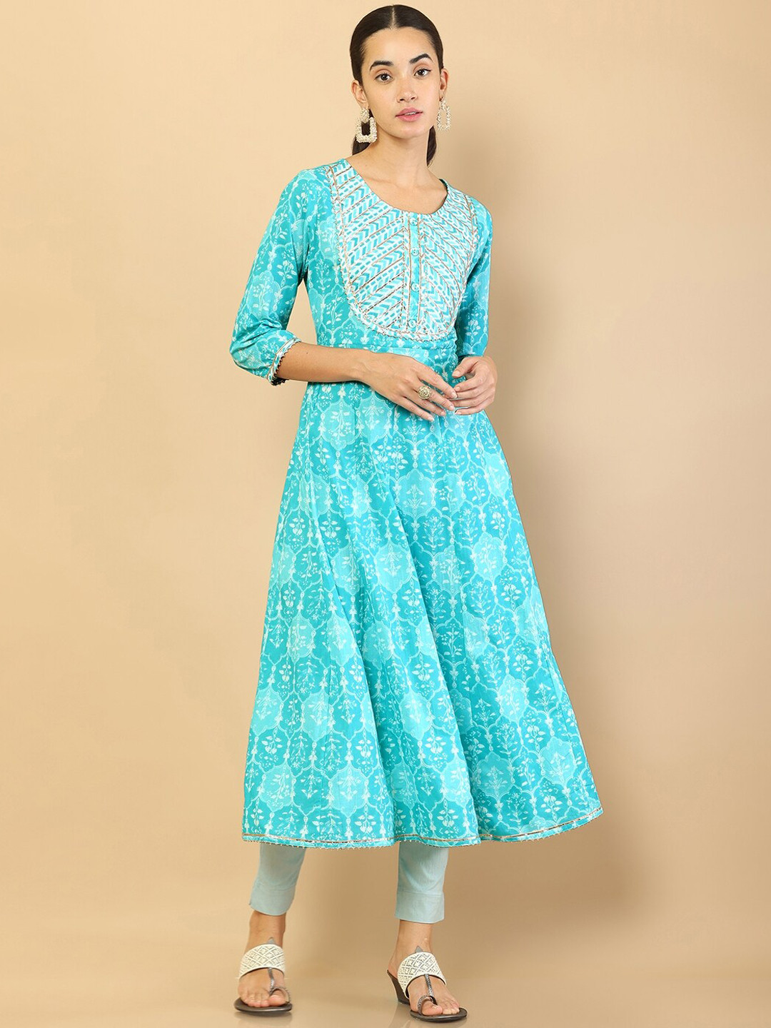 

Soch Women Blue Ethnic Motifs Printed Anarkali Kurta