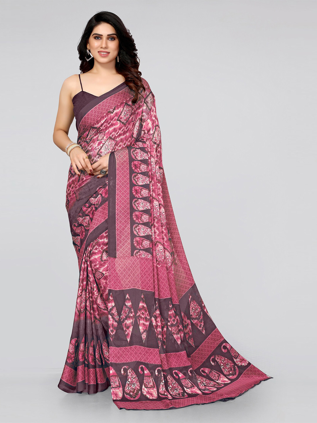 

MIRCHI FASHION Pink & Purple Saree