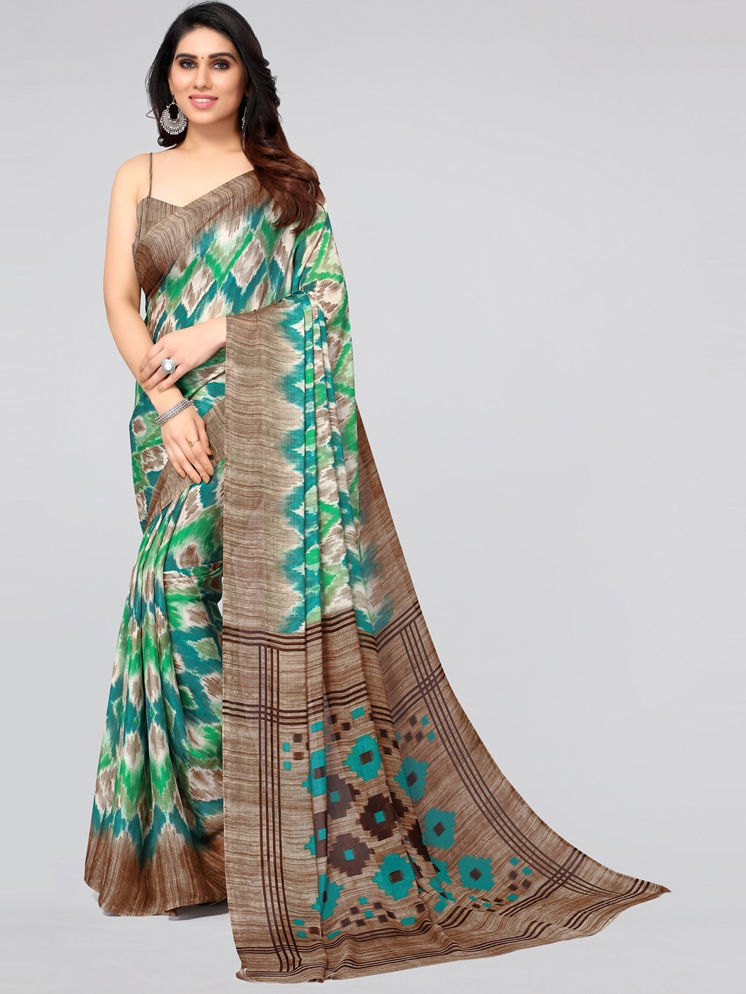 

KALINI Green & Brown Saree