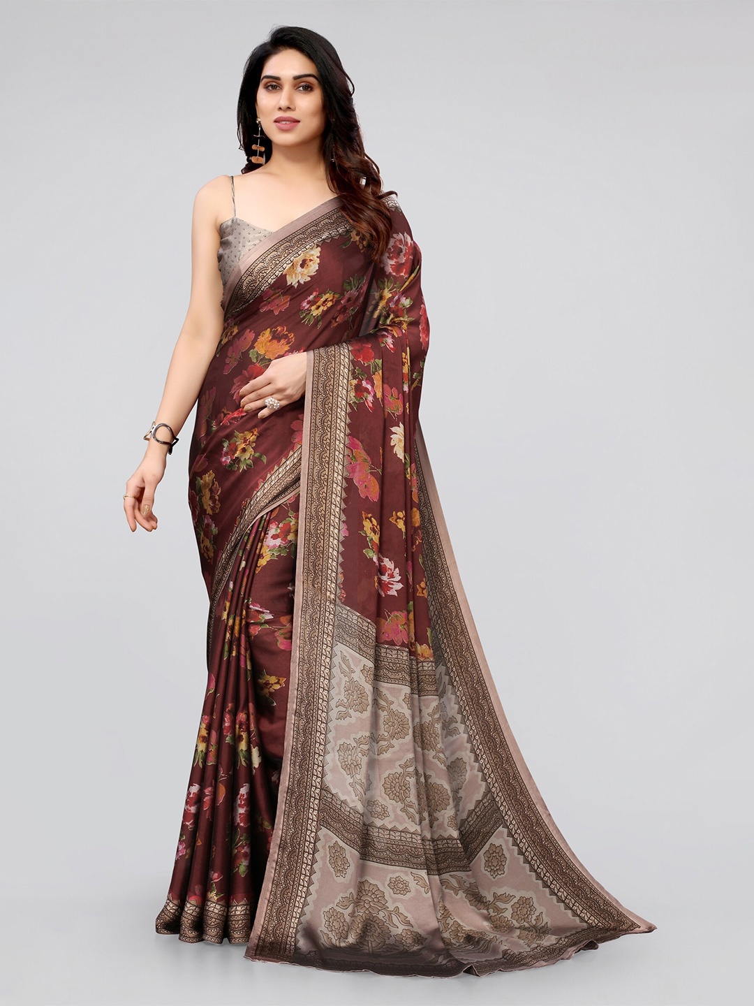 

KALINI Maroon & Pink Floral Saree