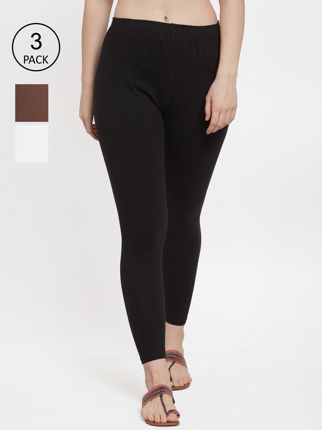 

Jinfo Women Pack of 3 Ankle Length Leggings, Black
