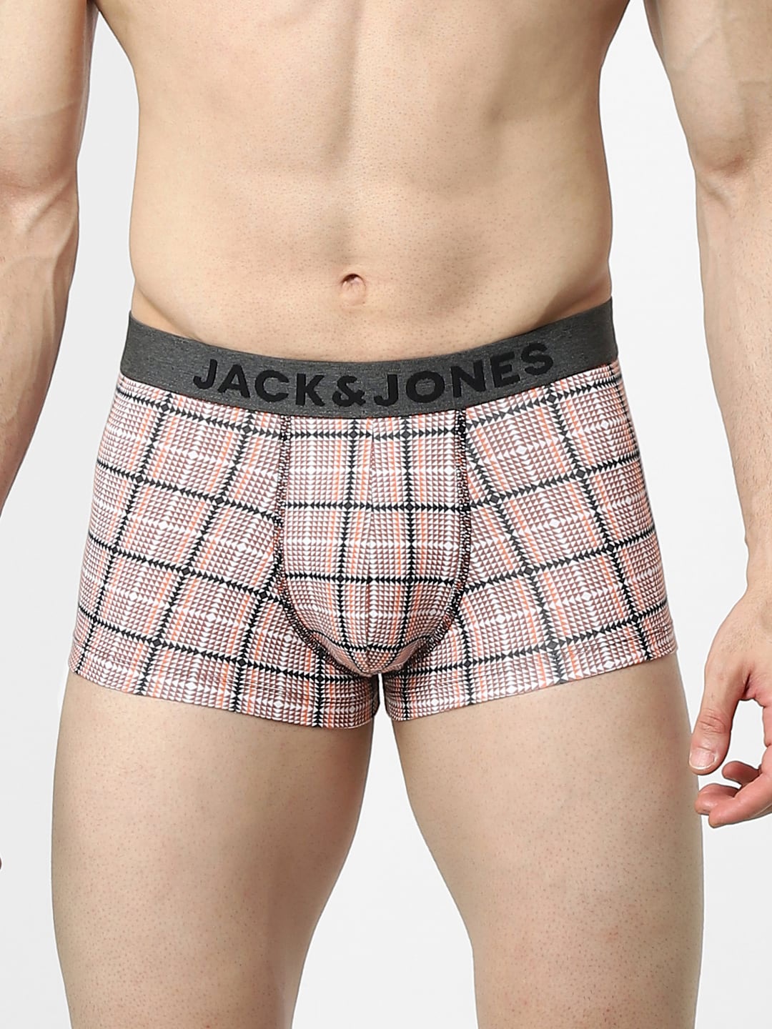 

Jack & Jones Men Beige & Black Printed Trunks, Grey