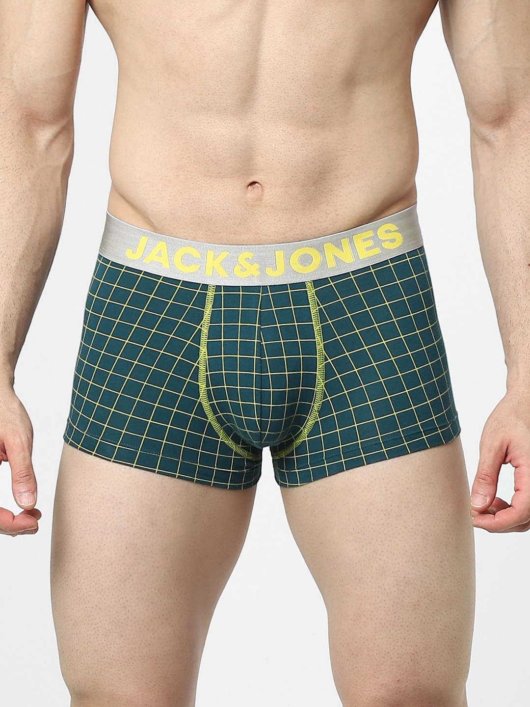 

Jack & Jones Men Green Checked Cotton Trunk