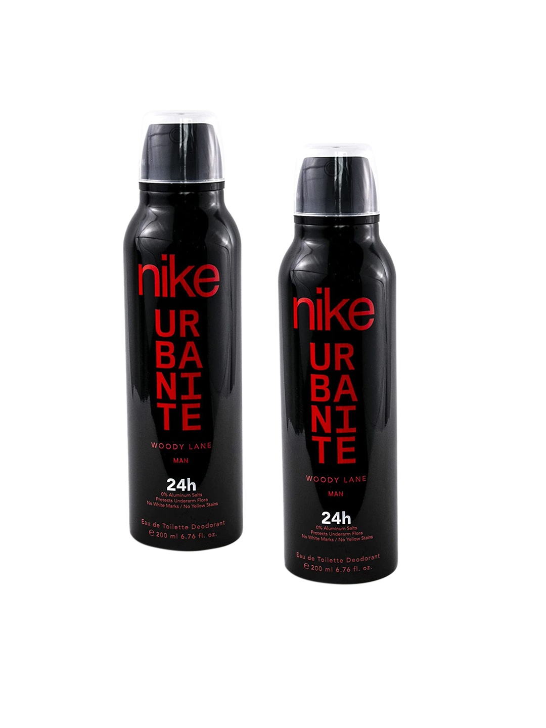 

Nike Men Set of 2 Urbanite Woody Lane 24Hr Eau De Toilette Deodorants - 200ml each, Black