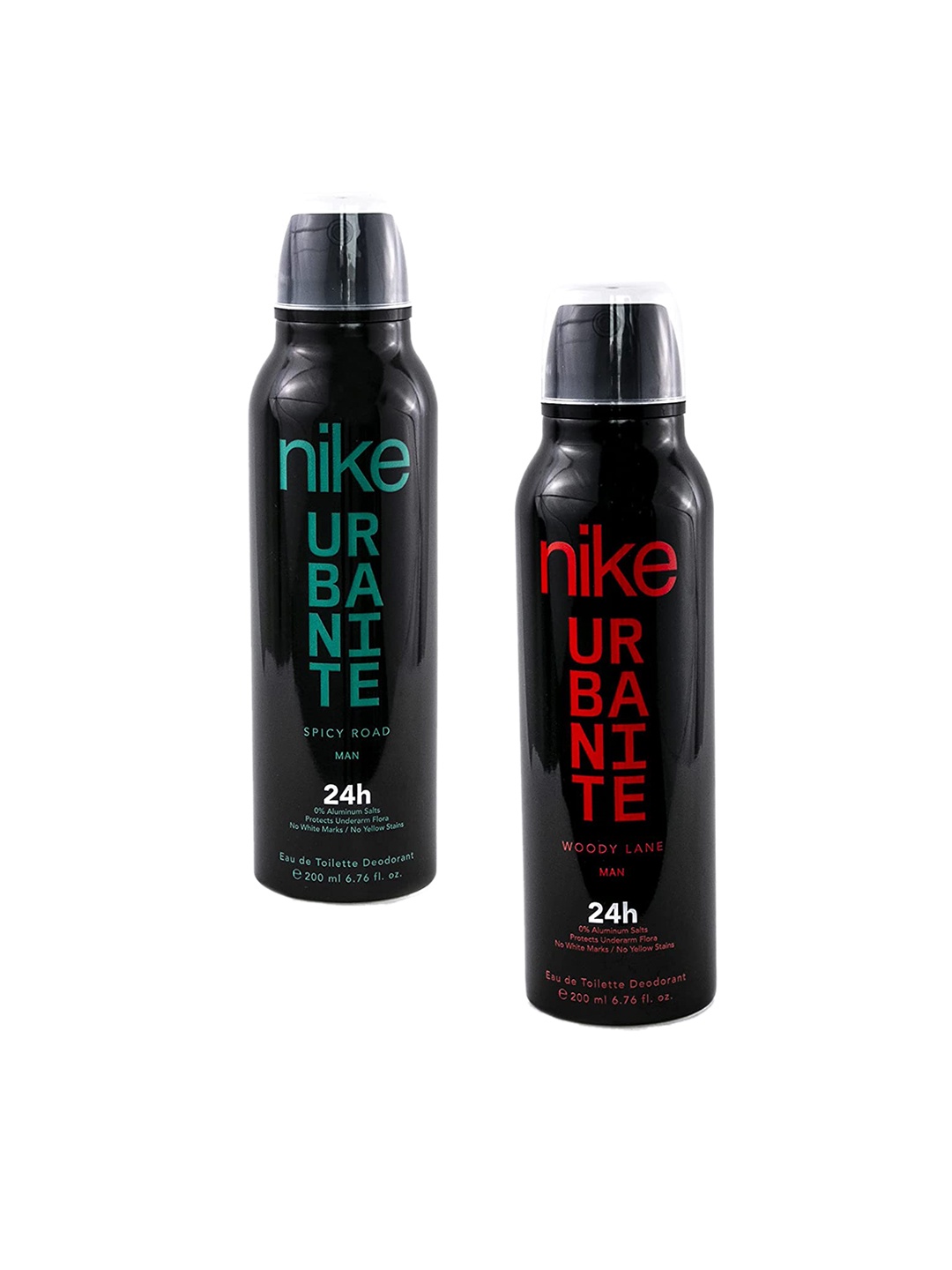 

Nike Men Set of 2 Urbanite 24Hr EDT Deodorants - Spicy Road & Woody Lane - 200ml each, Black