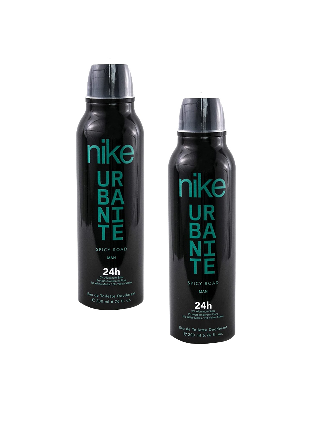 

Nike Men Set of 2 Urbanite Spicy Road 24Hr Eau De Toilette Deodorants - 200ml each, Black