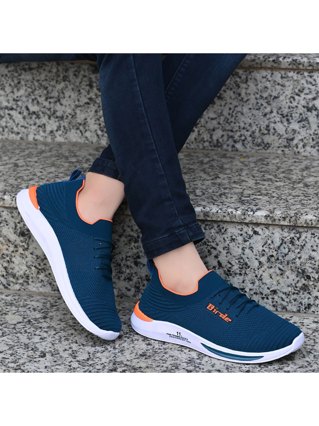 

BIRDE Men Blue Woven Design Sneakers