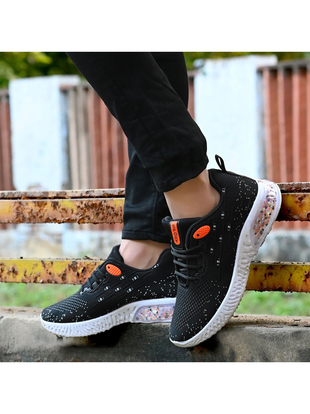 

BIRDE Men Black Woven Design Sneakers