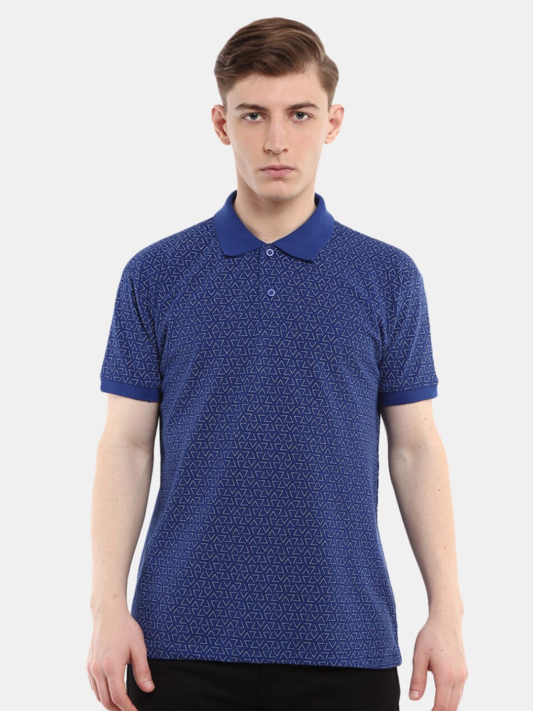 

V-Mart Men Blue Polo Collar T-shirt