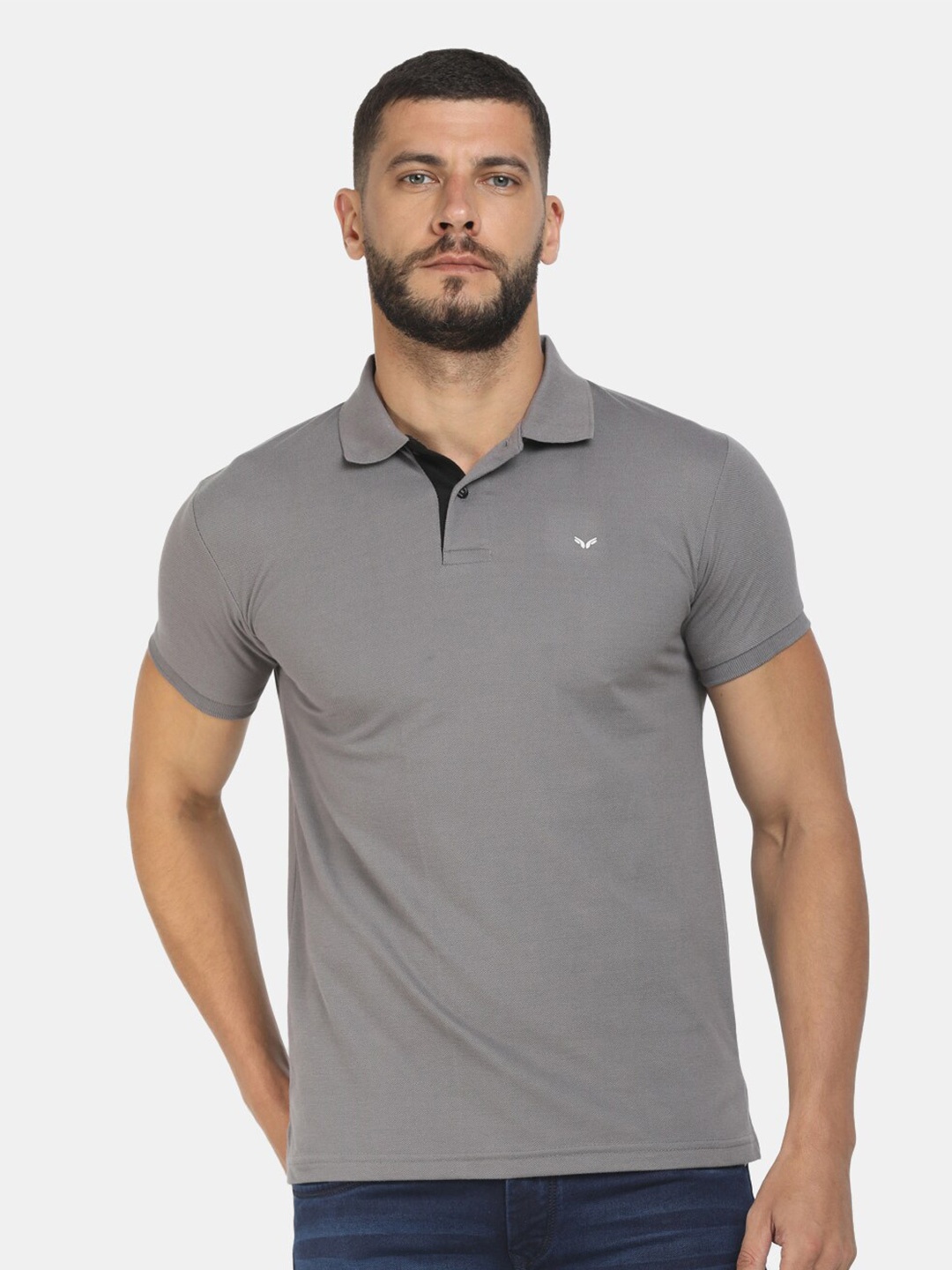 

V-Mart Men Grey Polo Collar T-shirt