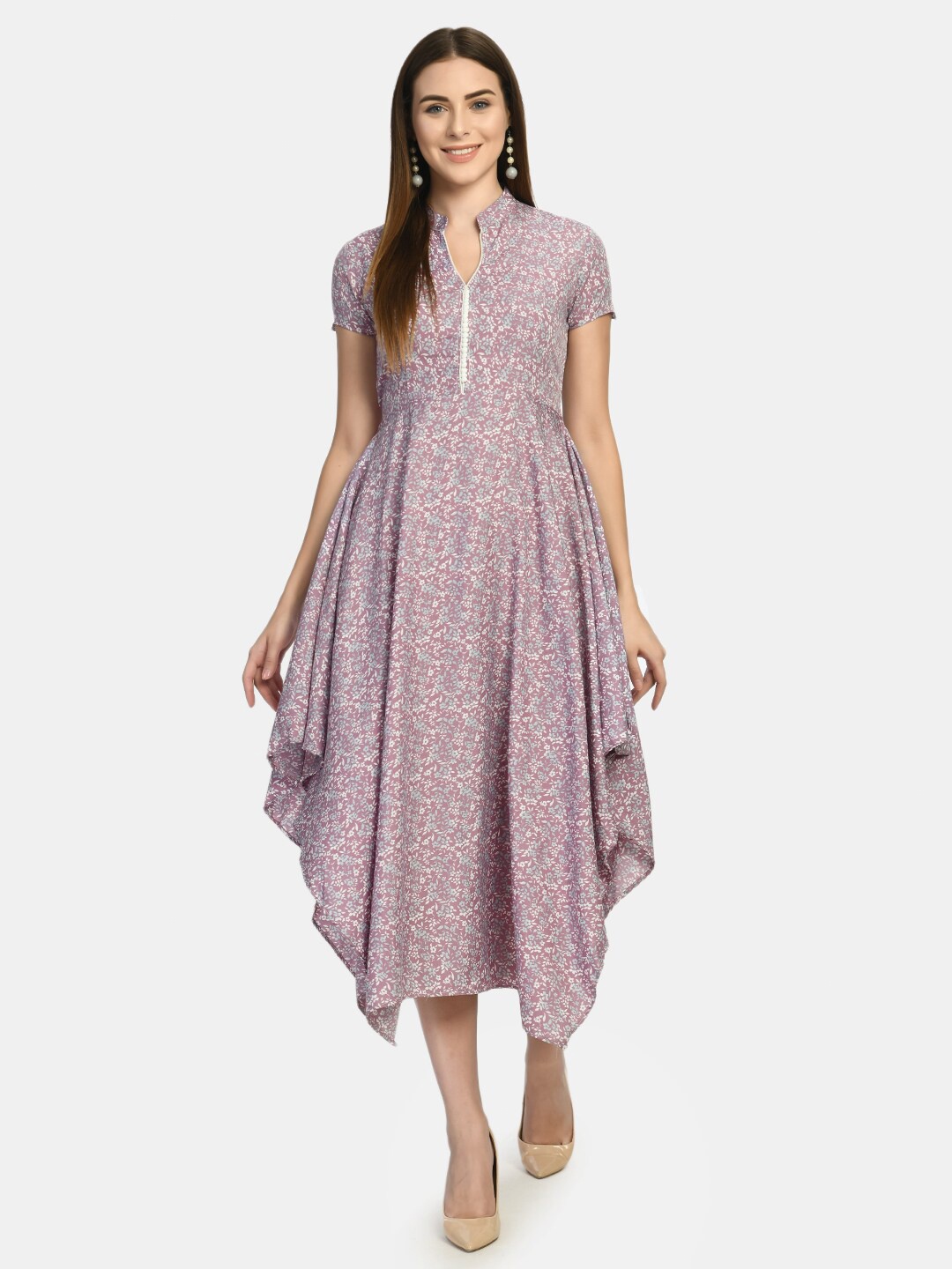 

RIYA Lavender Ethnic Motifs Midi Dress