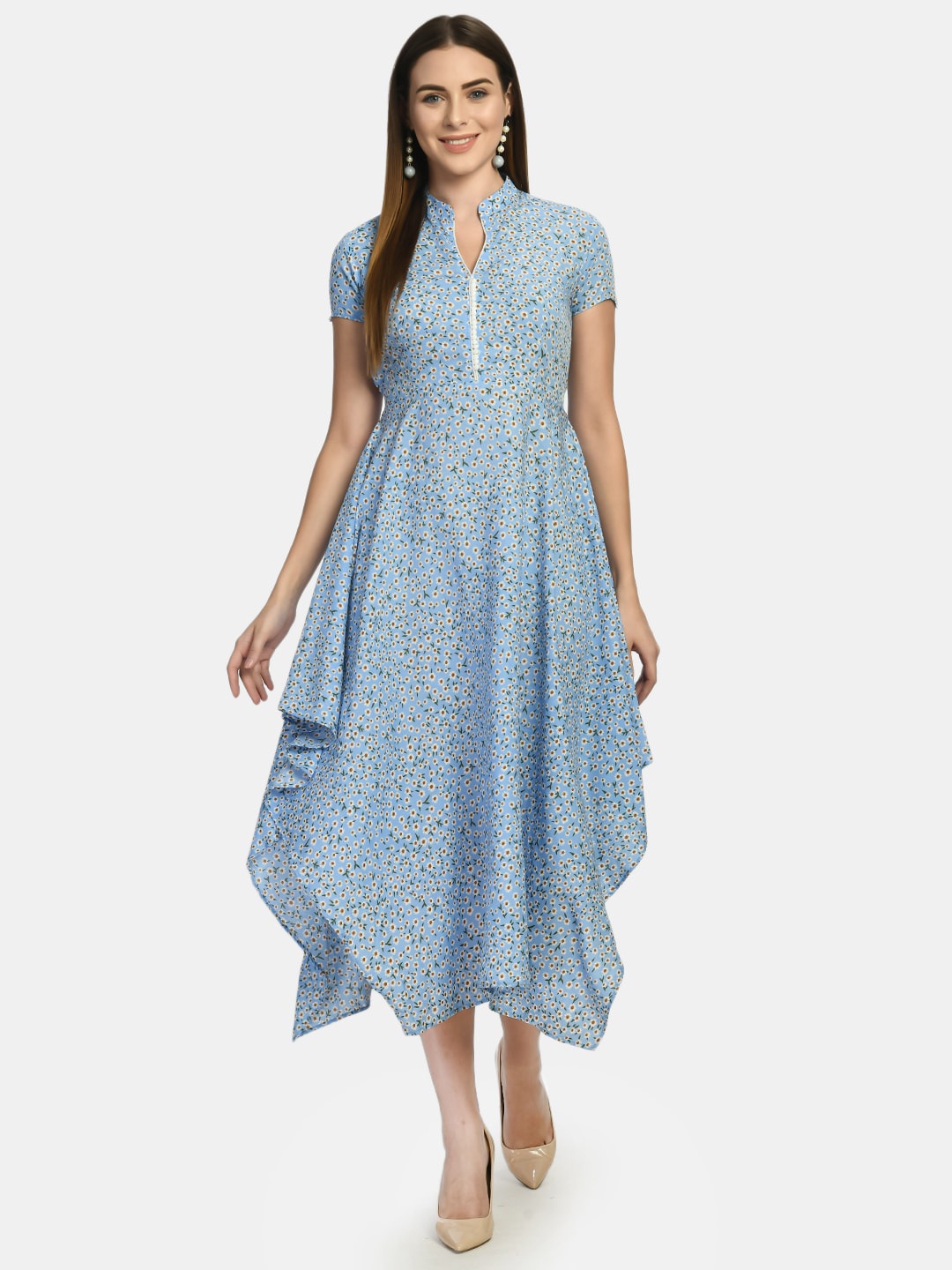 

RIYA Blue Floral Midi Dress
